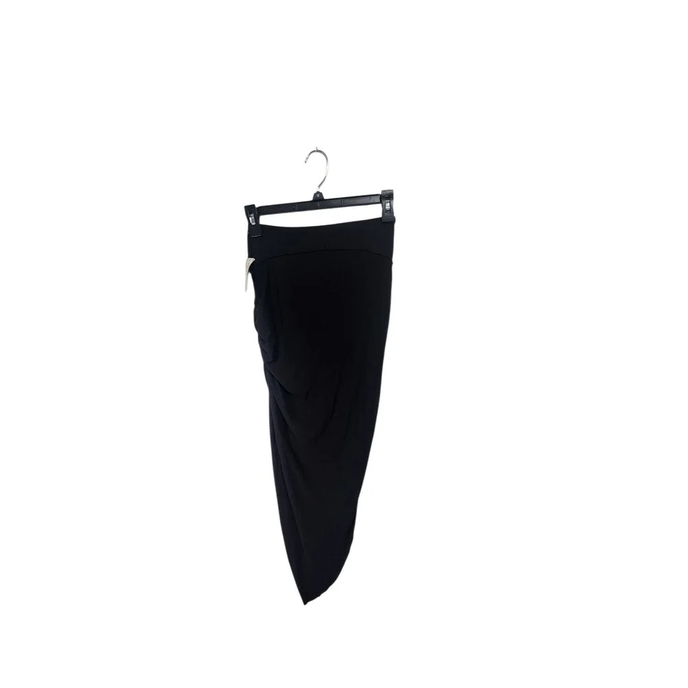 NWT. Free People Black Ruched Asymmetrical Tulip Hem‎ Midi Skirt XS